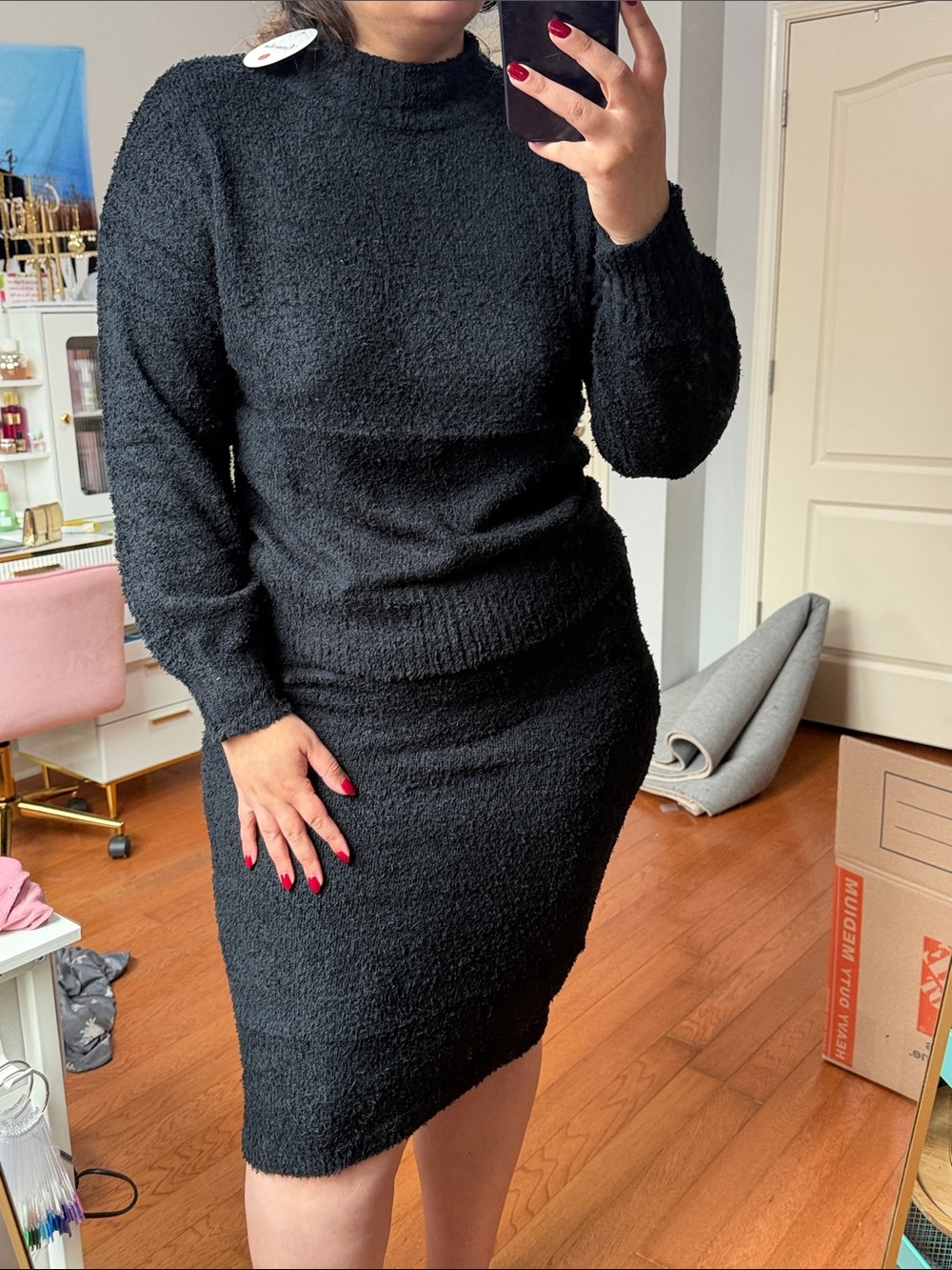 Cozy Black Knit Sweater Set